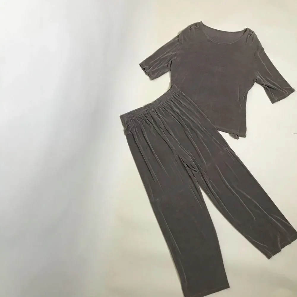 Vintage 90s Taupe matching stretchy set sz med - Picture 4 of 4